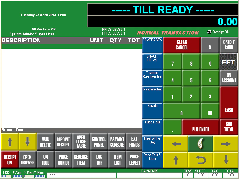 screenshot of WillPower Point of Sale